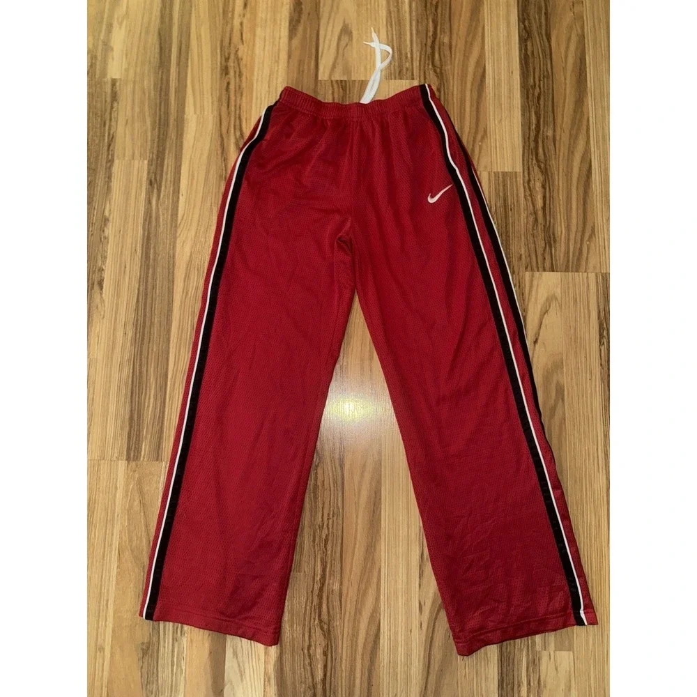 Nike Boys XL‎ Men's Small Y2K Track Pants Mesh Gray tag Red Black White Stripe